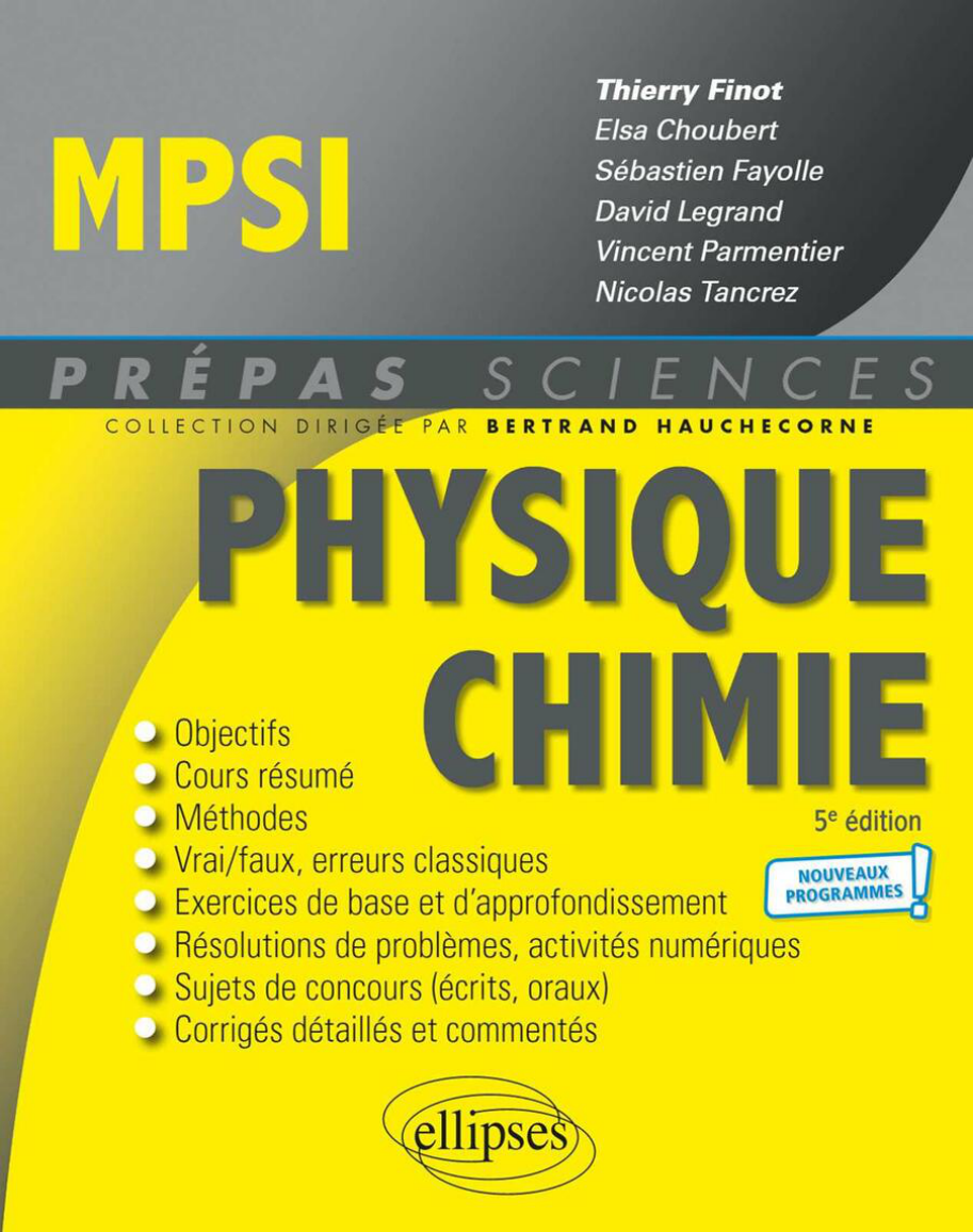 Couverture du livre « Physique-Chimie MPSI — Prépas Sciences (5e édition, Partie 1) »